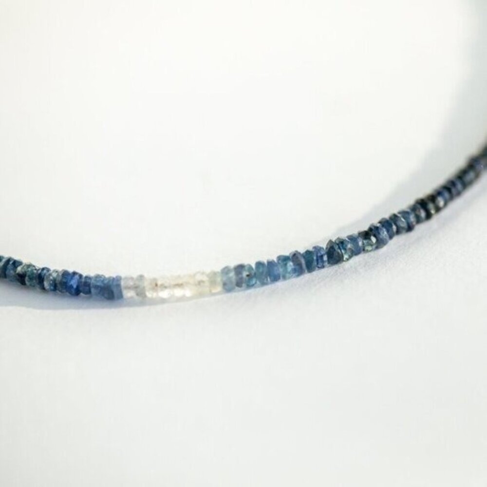 GORGEOUS Ombre Sapphire Necklace + Bracelet Set Waterproof Gold Genuine Gemstone - Picture 9 of 12